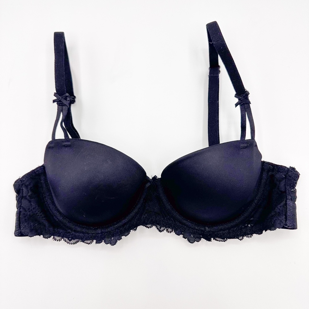 VS Pink Black Lightly Lined Balconette Bra - Picture 2 of 9